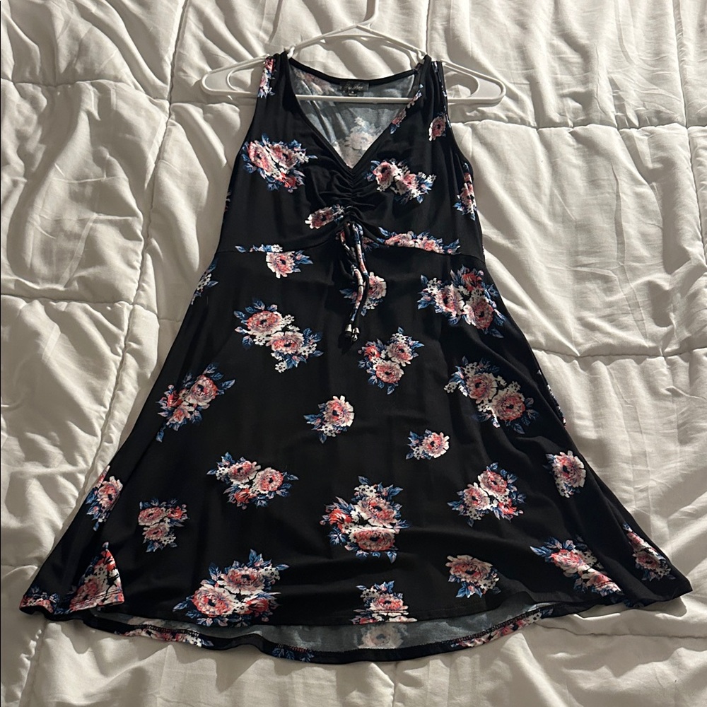 Floral Black Sleeveless Dress